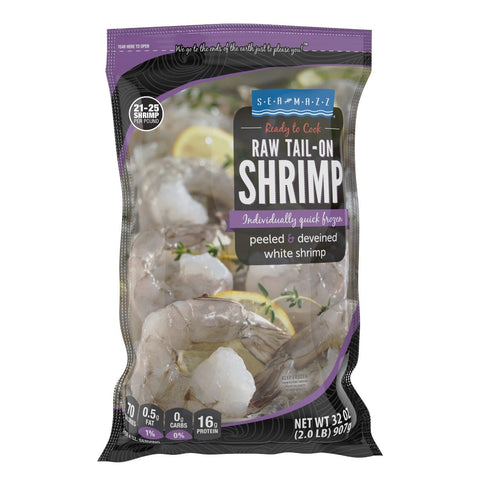 Seamazz 21-25 Raw Tail On White Shrimp, 2 Pound -- 5 per case.