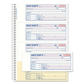 Adams 2 Part Carbonless Spiral Bound Money and Rent White Receipt Book, 7 1/8 x 2 3/4 inch - 200 sets per book