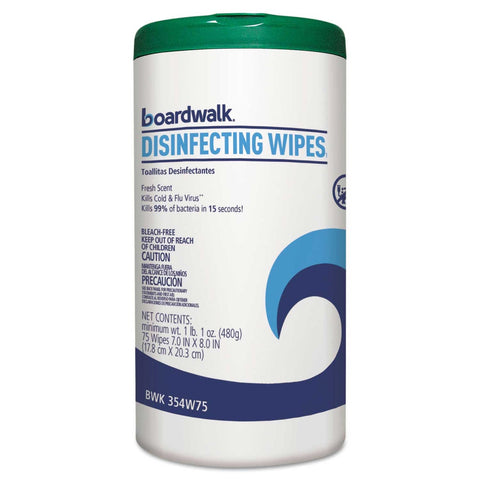 Boardwalk Fresh Scent Disinfecting Wipes, 8 x 7 inch - 75 per pack -- 6 packs per case