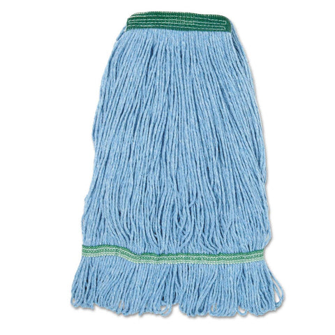 Boardwalk Blue Medium Size Cotton Synthetic Fiber Super Loop Wet Mop Head with 1 inch Headband -- 12 per case