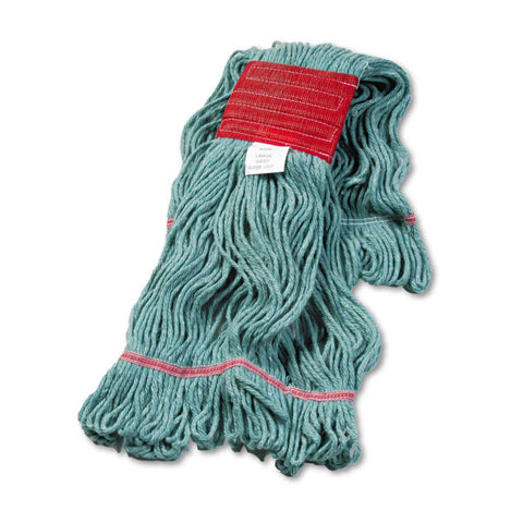 Boardwalk Green Large Size Cotton Synthetic Fiber Super Loop Wet Mop Head, 5 inch Headband