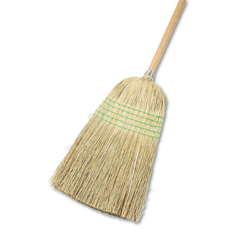 Boardwalk Natural Yucca Corn Fiber Bristles Parlor Broom, 56 inch Wood Handle -- 12 per case