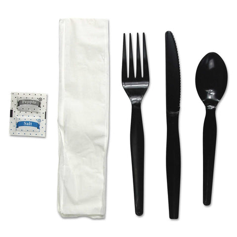 Boardwalk Black Heavyweight Six Piece Cutlery Kit -- 250 per case