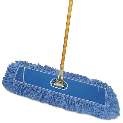 Boardwalk Blue Natural Looped End Dust Mop Kit with 60 inch Metal and Wood Handle, 24 X 5 inch -- 1 kit