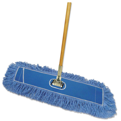 Boardwalk Blue Natural Looped End Dust Mop Kit with 60 inch Metal and Wood Handle, 36 X 5 inch -- 1 kit
