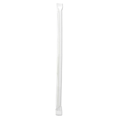 Boardwalk Clear Polypropylene Wrapped Jumbo Straws, 7 3/4 inch -- 12000 per case