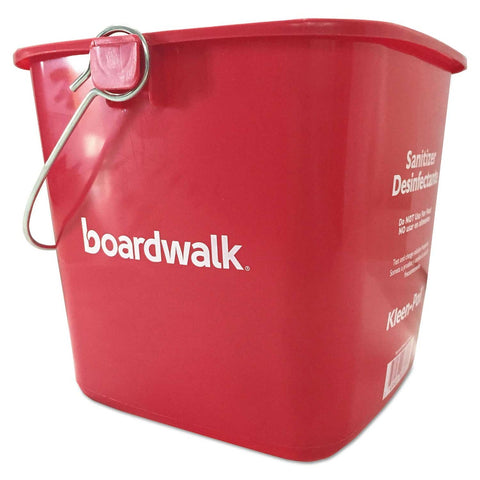 Boardwalk Red Plastic Sanitizing Bucket, 6 Quarter