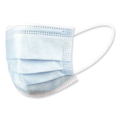 Boardwalk Blue Three-Ply General Use Face Mask - 50 per box -- 1 box