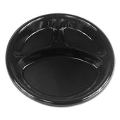 Boardwalk Hi Impact Black 3 Compartment Plastic Dinnerware Plate, 10 x 10 inch -- 500 per case