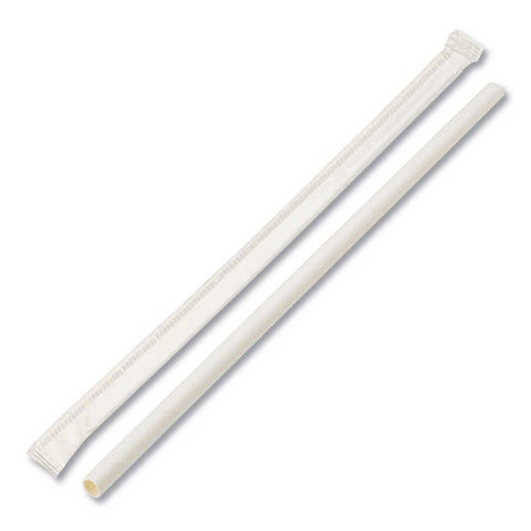 Boardwalk White Individually Wrapped Paper Straws, 7 3/4 x 1/4 inch -- 3200 per case