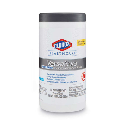 Clorox Healthcare White 1 Ply Versasure Cleaner Disinfectant Wipes, 6 3/4 x 8 inch - 150 per can -- 6 cans per case
