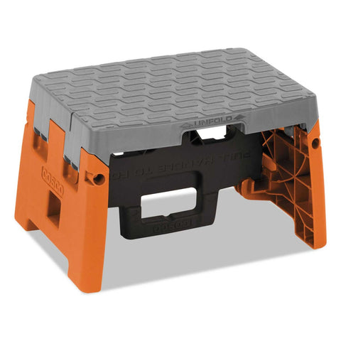Cosco Orange and Gray 1 Step Molded Folding Step Stool, 8.5 inch Working Height