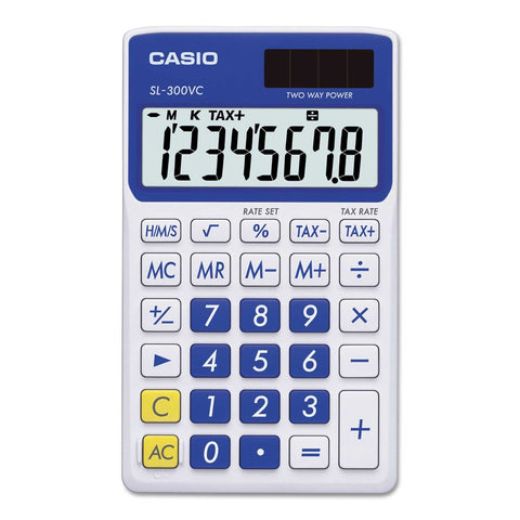 Casio Blue 8-Digit LCD Handheld Calculator, 2.75 x 4.62 inch