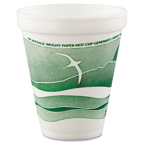 Dart Horizon Green/White Stock Print Hot and Cold Insulated Foam Drinking J Cup, 12 Ounce -- 1000 per case