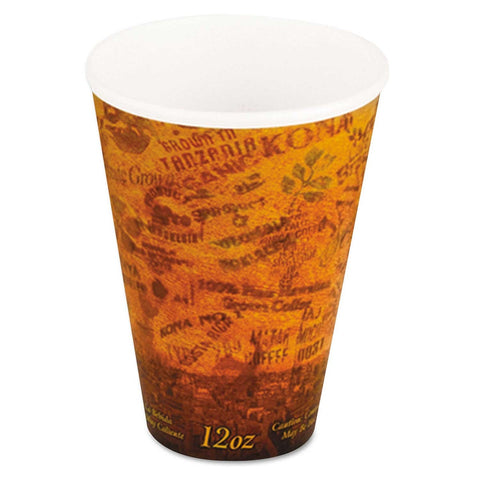 Dart Paper Wrapped Expanded Polystyrene Brown with Black Graphically Enhanced Insulated Foam Hot and Cold Cup, 12 Ounce -- 1000 per case
