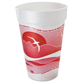Dart Horizon Expanded Polystyrene Cranberry/White Printed Foam Cup, 16 Ounce -- 1000 per case