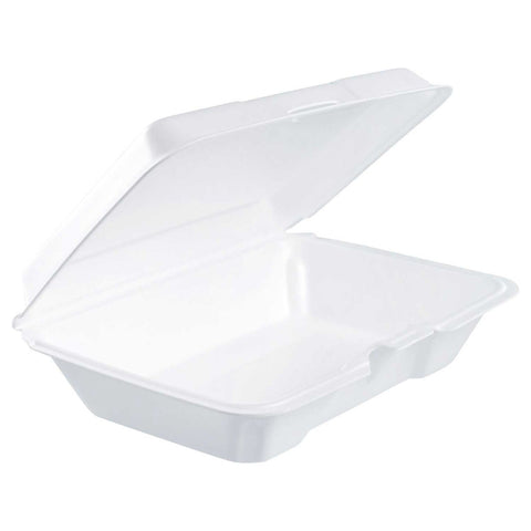 Dart Extruded Polystyrene White Single Compartment Insulated Foam Hinged Lid Container, 6.4 x 9.3 x 2.6 inch -- 200 per case