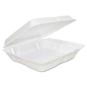 Dart Extruded Polystyrene White Small Insulated Foam Hinged Lid Container, 8 x 8 x 2 1/4 inch -- 200 per case