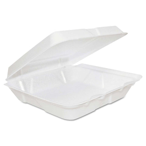 Dart Extruded Polystyrene White Small Insulated Foam Hinged Lid Container, 8 x 8 x 2 1/4 inch -- 200 per case