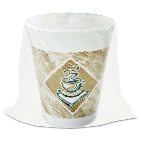 Dart ThermoGlaze Cafe G Design Green Expanded Polystyrene Stock Print Insulated Foam Hot and Cold Cup, 8 Ounce