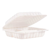 ProPlanet by Dart Polypropylene White 3-Compartment Hinged Lid Container, 9 x 8.8 x 3 inch -- 150 per case