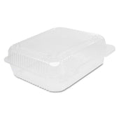 Dart StayLock Oriented Polystyrene Clear Medium Hinged Lid Container, 8 3/10 x 7 4/5 x 3 inch -- 250 per case