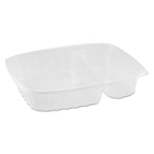 Dart StayLock Oriented Polystyrene Clear 3 Compartment Large Hinged Lid Container, 9 x 3 x 8 3/5 inch -- 200 per case
