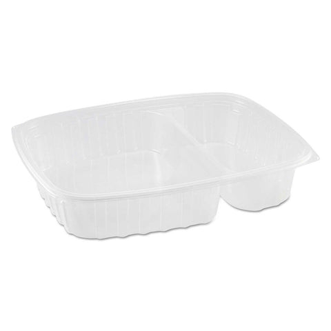 Dart StayLock Oriented Polystyrene Clear 3 Compartment Large Hinged Lid Container, 9 x 3 x 8 3/5 inch -- 200 per case