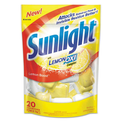 Sunlight Lemon Scent Auto Dish Power Pacs, 1.5 Ounce - 20 count per pack -- 6 packs per case