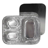 Durable Packaging 3 Compartment Oblong Aluminum Silver Foil Container, 23 Ounce -- 250 per case