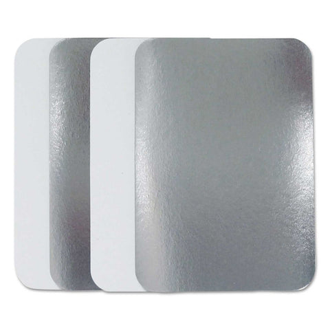 Durable Packaging Silver Paper Flat Board Lid for 2.25 Pound Oblong Pan -- 500 per case