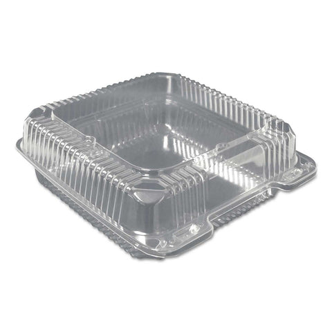 Durable Packaging Plastic Clear Hinged Lid Carryout Container, 9 x 8.63 x 3 inch -- 200 per case