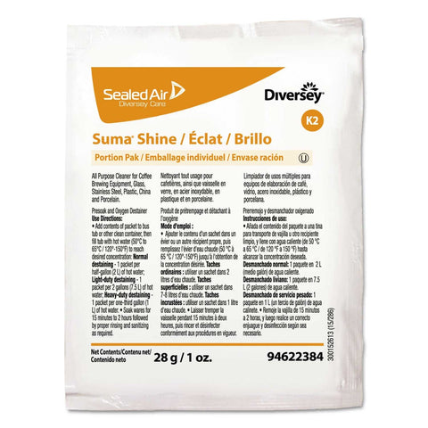 Diversey Suma Shine Portion Pak K2 Presoak Destainer, 1 Ounce -- 100 per case
