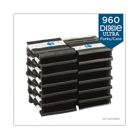 Dixie Smartstock Polypropylene Mediumweight Black Fork for Tri-Tower Cutlery Dispensing System - 40 per pack -- 24 packs per case