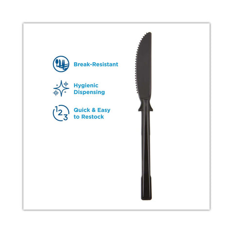 Dixie Smartstock Polypropylene Mediumweight Black Knife for Tri-TowerCutlery Dispensing System - 40 per pack -- 24 packs per case