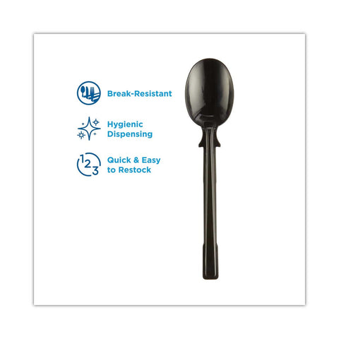 Dixie Smartstock Polypropylene Mediumweight Black Soup Spoon for Tri-Tower Cutlery Dispensing System - 40 per pack -- 24 packs per case