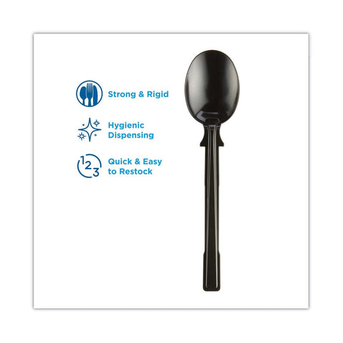 Dixie Smartstock Polystyrene Mediumweight Black Soup Spoon for Tri-Tower Cutlery Dispensing System - 40 per cartridge -- 24 cartridges per case