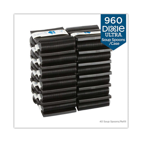 Dixie Smartstock Polystyrene Mediumweight Black Soup Spoon for Tri-Tower Cutlery Dispensing System - 40 per cartridge -- 24 cartridges per case