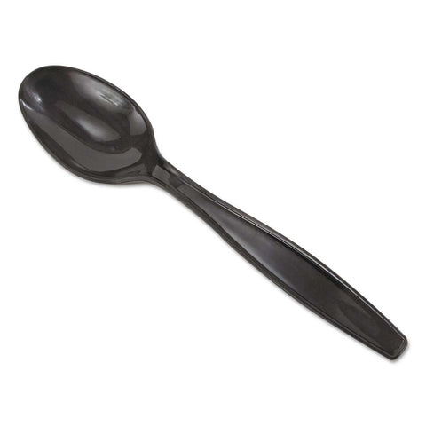 Dixie Heavyweight Polypropylene Disposable Black Teaspoon, 6 1/8 inch Length -- 1000 per case