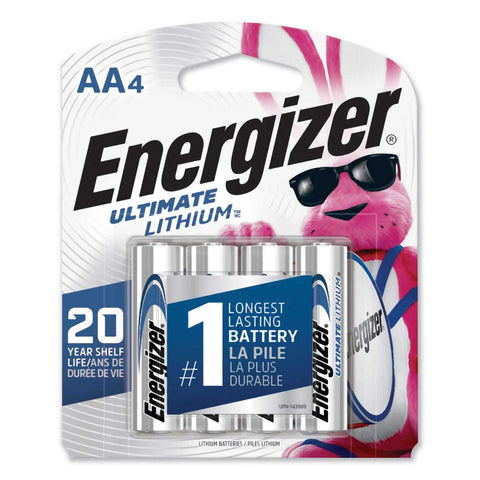 Energizer Ultimate Lithium 1.5 Volt AA Battery - 4 per pack -- 1 pack per case