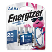 Energizer Ultimate Lithium 1.5 Volt AAA Battery - 4 per pack -- 1 pack per case