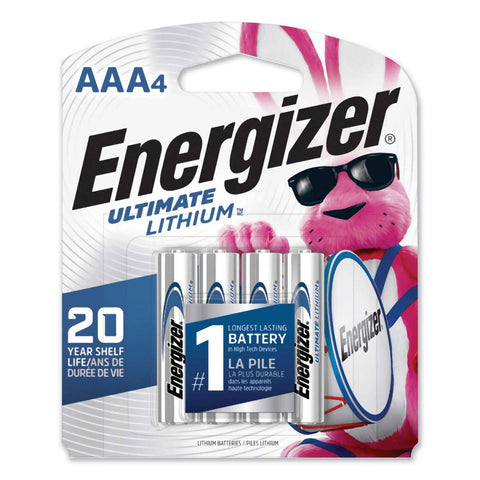 Energizer Ultimate Lithium 1.5 Volt AAA Battery - 4 per pack -- 1 pack per case