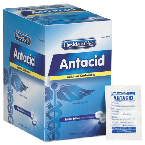 First Aid Only Over the Counter Antacid Medications for First Aid Cabinet - 250 doses per box -- 1 box per case