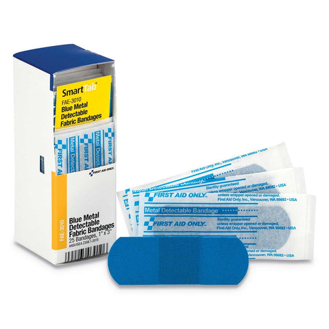 First Aid Only SmartCompliance General Cabinet Refill Blue Metal Detectable Bandage, 1x 3 inch - 25 per box