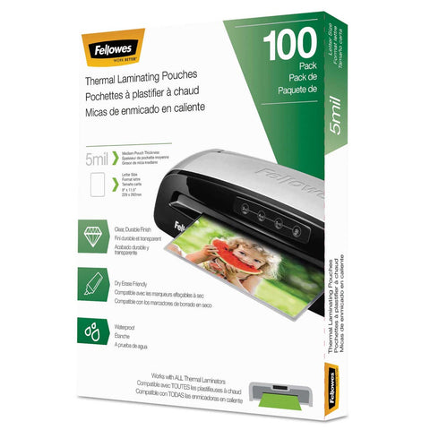 Fellowes Gloss Clear 5 Mil Laminating Pouch, 9 x 11.5 inch - 100 per pack -- 1 pack per case