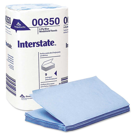 Interstate Blue Two Ply Singlefold Auto Care Wipers, 9 1/2 x 10 1/2 inch - 250 per pack -- 9 packs per case