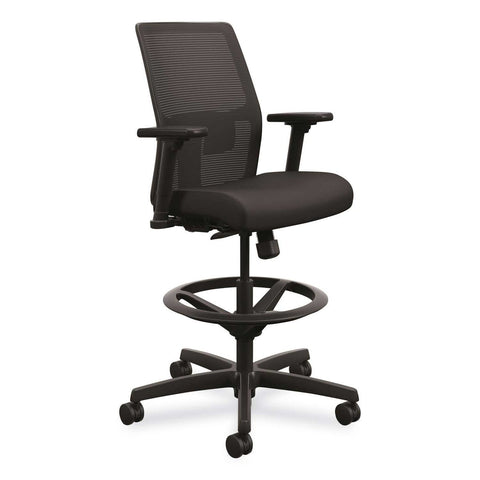 Hon Ignition 2.0 Series Black Seat Black Back Ilira Stretch Mesh Back Task Stool with Black Base, 32 inch Seat Height