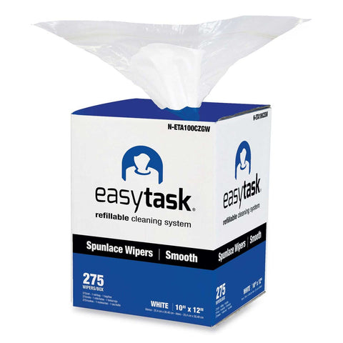 Hospeco Easy Task A100 Spunlace White Center Pull Wiper with Zipper Bag, 10 x 12 inch -- 275 sheets per roll -- 1 roll