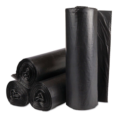 Inteplast Group Black Institutional Low-Density Can Liner, 30 Gallon Capacity - 25 bags per roll -- 10 rolls per case