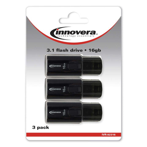 Innovera USB 3.0 Flash Drive, 16 GB Capacity - 3 per pack -- 1 pack